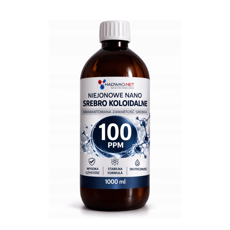 Niejonowe nano srebro koloidalne 100 ppm, 1 litr