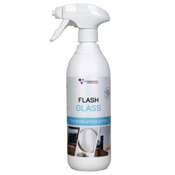 Płyn do mycia szyb, luster laminatów, z alkoholem i dodatkiem aktywnych cząstek srebra – Flash Glass, 500 ml