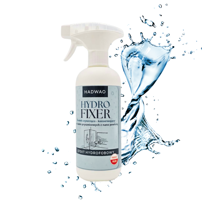 Czyszczenie szkła w kabinie prysznicowej + regeneracja powłoki hydrofobowej - HYDRO FIXER, 500 ml